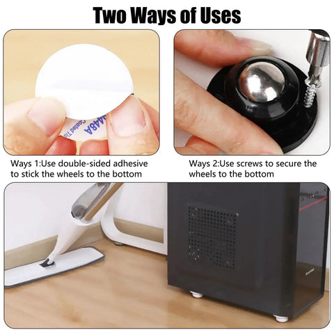 8 Pack Mini Adhesive Caster Wheels 3/4 Inch Self Adhesive Swivel Casters With 360 Degree Rotation installation methods