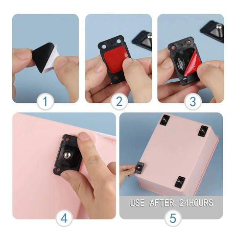 32 Pieces Mini Self Adhesive Caster Wheels Stainless Steel 360 Degree Rotation Universal Wheels installation steps