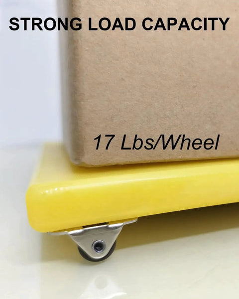 Mini Caster Wheels Set Of 24 Low Profile Half Inch Non Swivel Wheels With Rubber Rolling Treads And Steel Top Plate supporting a load