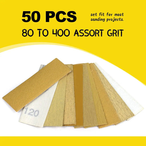Assorted sandpaper sheets from Mini Detail Sander Kit 3.5 By 1 Inch With Five Grit Sandpaper For Tight Spaces