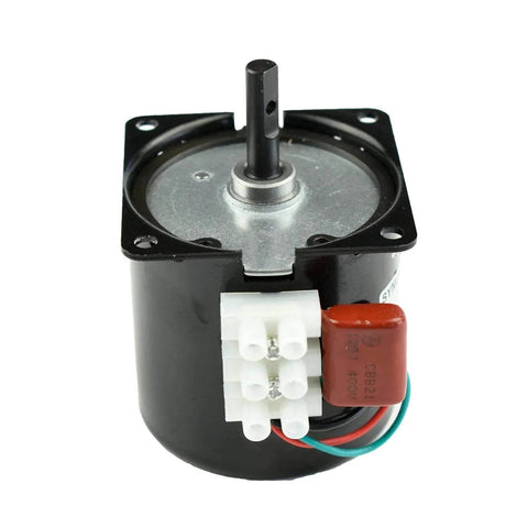 Front view of Mini Gearbox Electric 60KTYZ 110V 5-6RPM Torque 40Kgf.cm Synchronous Reduction Motor with visible wiring and connectors.