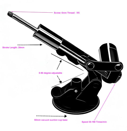 Mefape 20N mini linear actuator, 39mm stroke, black metal body, M6 thread, suction cup base, DC 3–12V.
