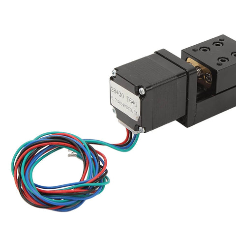Mini Linear Rail Slide Actuator - 50mm Stroke Alloy Stepper Motion Stage with 1 Piece Screw Rod, showing stepper motor and wiring