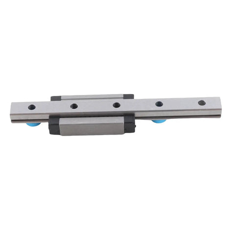 Miniature Linear Rail Guide 100mm Long, 9mm Wide With Ball Retainer And Built In Lubrication System, shown in front view