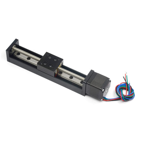 Befenybay 100mm mini linear rail with T6x1 lead screw and NEMA11 stepper motor, black aluminum rail with cables