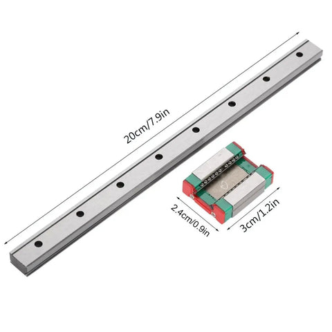 Miniature Linear Rail Guide 12mm Width With 4 Point Contact For Precision Movement, Ball Retainer And Lubrication System, 200mm Length