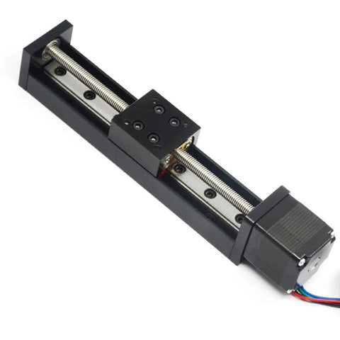 Top view of Mini Linear Rail Guide Slide Actuator T6x1 Lead Screw with NEMA11 Stepper Motor,100mm Effective Stroke Length.