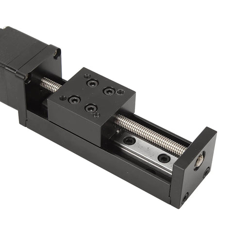 Mini Linear Rail Slide Actuator - 50mm Stroke Alloy Stepper Motion Stage with 1 Piece Screw Rod, close-up view