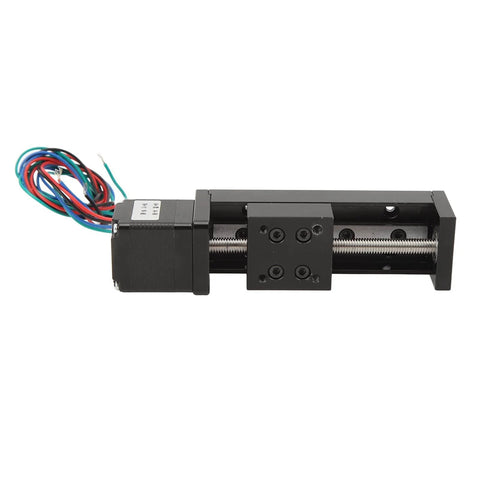 Front view of Mini Linear Rail Slide Actuator - 50mm Stroke Alloy Stepper Motion Stage with 1 Piece Screw Rod for DIY CNC Router Parts