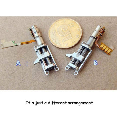Mini Micro 4mm 5V 2-Phase 4-Wire Precision Planetary Gearbox Gear Stepper Motor with Metal Slider Nut next to a coin