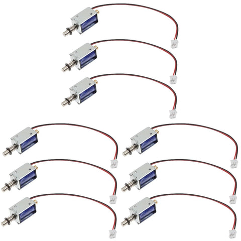 TEHAUX 12V mini push-pull solenoid electromagnet, open-frame linear actuator with red/black leads