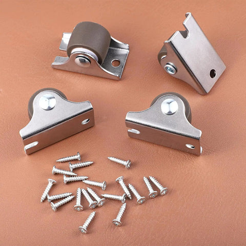 0.75 Inch Mini Rigid Caster Wheels Low Profile Set Of 4 Fixed Casters With Steel Top Plate Non Marking TPR Rubber For Furniture