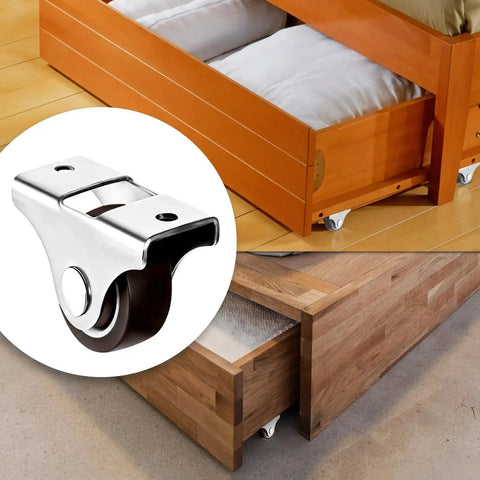 16 Pack Mini 1 Inch Rigid Caster Wheels Set With Iron Top Plate And TPR Wheels Low Profile Fixed Casters For Furniture DIY Projects Trundle Beds Drawers And Cabinets Heavy Duty Load Capacity Up To 424 Lbs Great Value For Upgrading Furniture used on wooden drawers and trundle beds