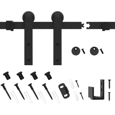 3.5FT Super Mini Sliding Barn Door Hardware Kit for Single Cabinet Doors on TV Stands and Small Wardrobes, I Shape Hanger Design