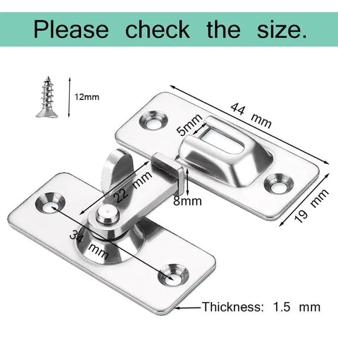 MINI Size 90 Degree Door Latch Sliding Screen Door Latch Barn Door Lock Hasp Latch Clasp Lock with measurements