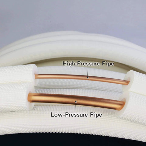 16 Ft Mini Split Line Set With 1/4 In And 3/8 In OD Copper Tubing Thickened White PE Insulated Coil High and Low Pressure Lines