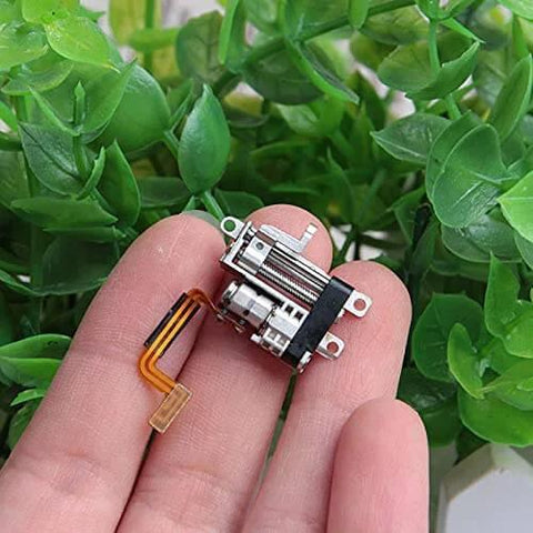 Close-up of 2-Pack Mini 5mm 2-Phase 4-Wire 3V 5V Planetary Gear Stepper Motor Linear Screw Slider held in hand
