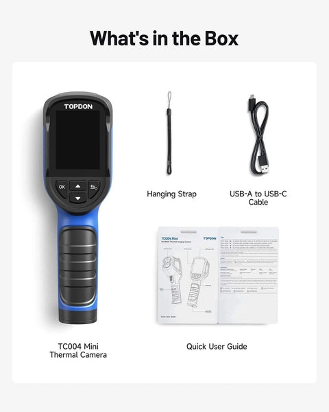 Mini Thermal Imaging Camera, 240 x 240 TISR Resolution, 15-Hour Battery Life, 128 x 128 IR, accessories included