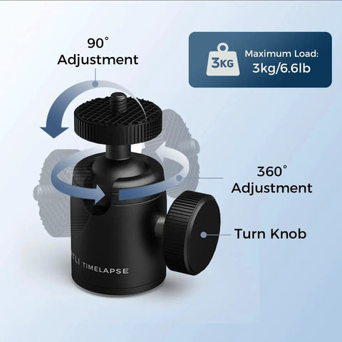 Universal Mini Tripod Ball Head With One Quarter Inch Screw In Stainless Steel And Aluminum Alloy 360 Degree Pan And Ninety Degree Tilt