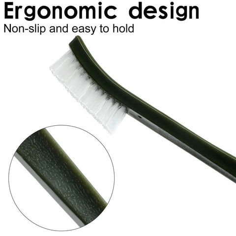 Close-up of a nylon brush from 9 Pieces Mini Wire Brush Set Rust Paint Metal Cleaner Steel,Nylon,Brass Brush Set for Detai Cleaning Welding Slag,Dirt