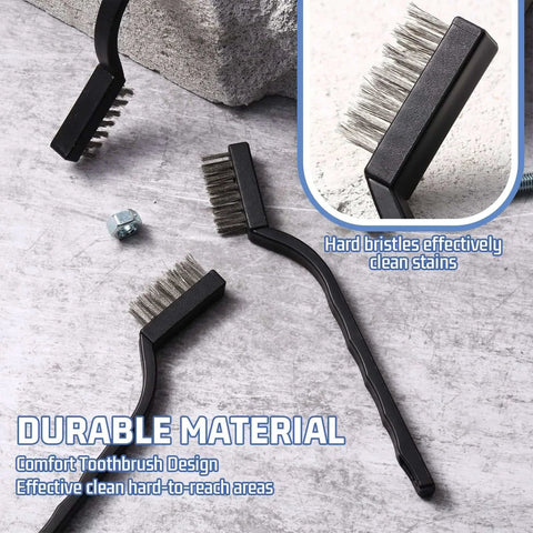 60 Pcs Mini Wire Brush Set Stainless Steel Wire Bristle Scratch Brush Small Metal Brush for Cleaning Curved Handle Masonry Welding