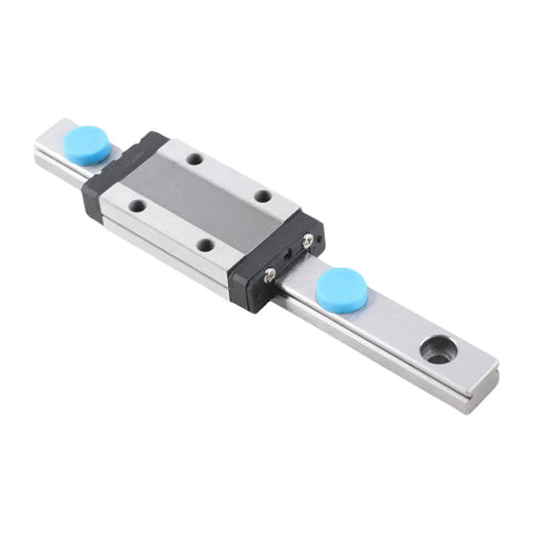 Miniature Linear Rail Guide 100mm Long, 9mm Wide With Ball Retainer And Built In Lubrication System on white background