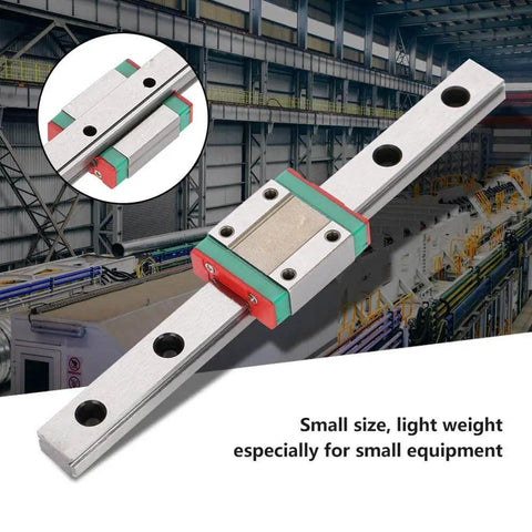 Miniature 12mm Wide Linear Rail Guide With Ball Retainer And Built In Lubrication System, 150mm Travel Length, in an industrial setting