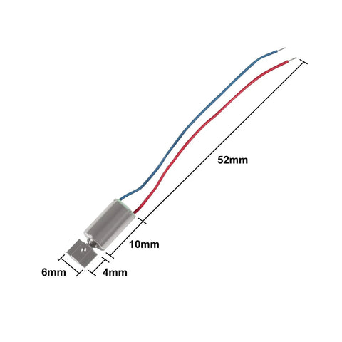 Side view of 6pcs DC 1.5V 3V 12000RPM 6x10mm Miniature Micro Vibrating Vibration Coreless Motor Small Electric Motors 2 Wires