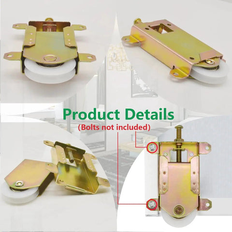 Sliding Closet Door Rollers Replacement Hardware For Mirror And Wardrobe Doors Pack Of 2 with nylon concaved wheels and steel housing