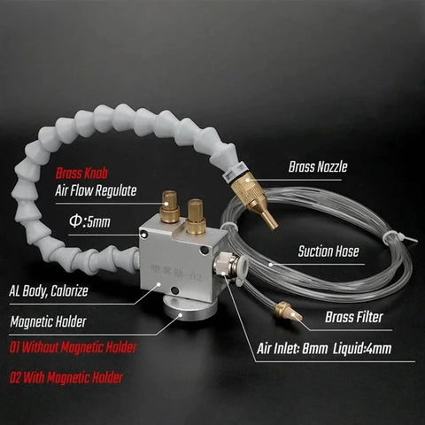 Mist Coolant Lubrication Spray System for CNC Lathe Milling and Drilling Engraving Machines with Magnet 8mm Pipe Cooling
