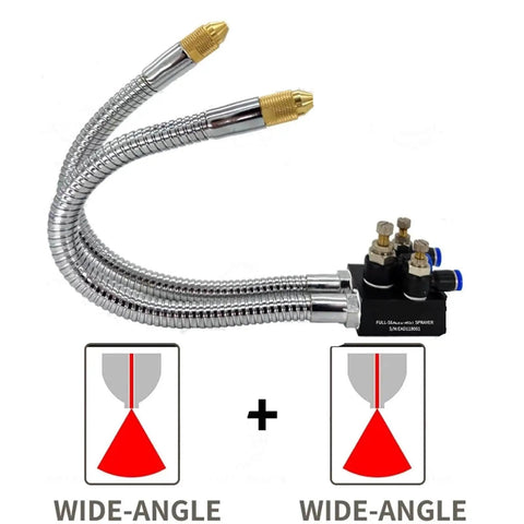 Mist Coolant Lubrication Spray System For CNC Lathe Milling Drill Engraving Sawing Machines With Wide Angle Two Nozzle Head