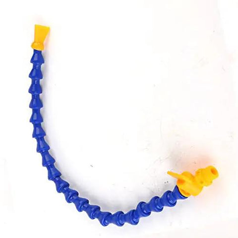Mist Cooling Spray System For Metal Cutting Engraving Machines With 12 Piece Nozzle Kit, showing a blue flexible nozzle with yellow fittings