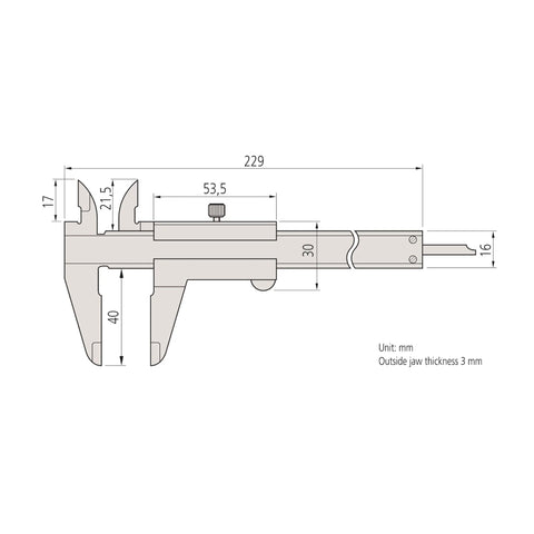 Mitutoyo 530-101 Metric Vernier Caliper, made from precision stainless steel, measuring caliper for OD, ID, depth, and step measurements.