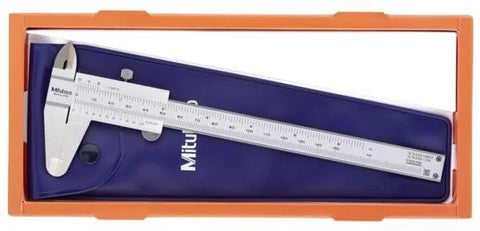 Mitutoyo 530-101 Metric Vernier Caliper, made from precision stainless steel, measuring caliper for OD, ID, depth, and step measurements.