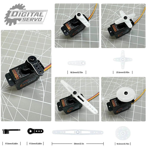 for AXIAL SCX24 Servo, Miuzei 12g Servo Motor Metal Gear Digital RC Steering with Horn Arm SCX24 Upgrade Parts (1) display