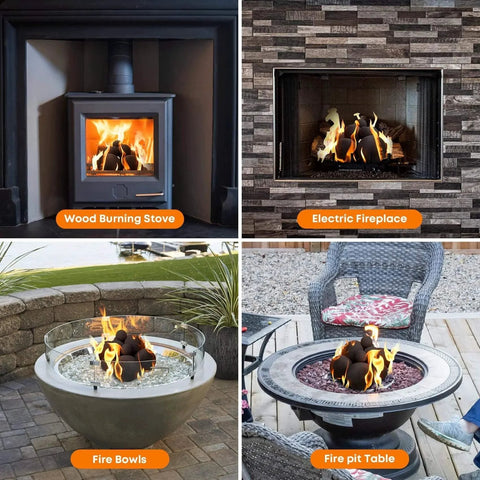 12 Pack Ceramic Balls, Mixed of 4 Size Fireplace Balls in use with wood stove, electric fireplace, fire bowl, and fire pit table.