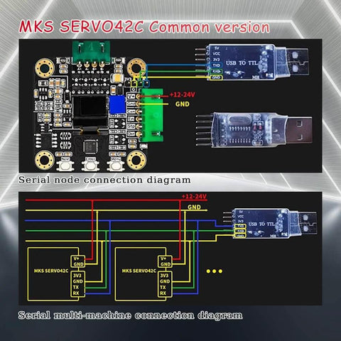 1Set Ultra-Quiet Nema17 Closed-Loop Stepper Motor Driver with OLED Display and serial connection diagram