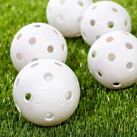 Plastic Baseballs - MLB - Includes 8 Balls for Batting Practice or Backyard Baseball Play - Replacement Balls – 70mm Official Baseball Size - White, close-up on grass