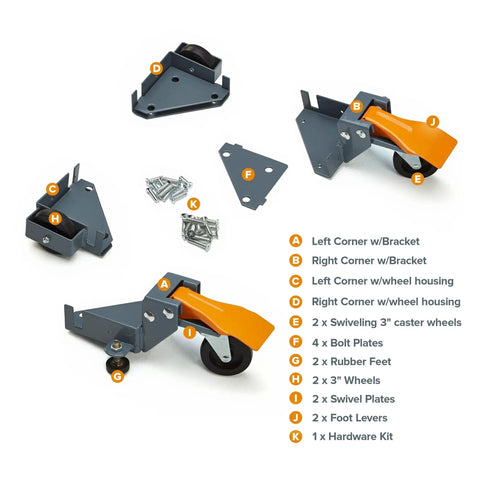Mobile Base Kit PM-1100 For Heavy Equipment And Tools Adjustable Rolling Dolly Frame With Casters Universal Fit for Machines