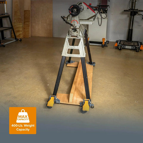 Mobile Base Kit PM-1100 For Heavy Equipment And Tools Adjustable Rolling Dolly Frame With Casters in workshop setting