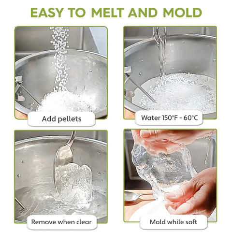 Moldable Plastic Pellets For Cosplay And Hobbyist Crafting And Repairs Heat And Create With Hot Water Over 150F in use