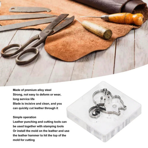 Monkey Pattern Alloy Steel Leather Cutting Die And Punching Mold For DIY Crafts with tools on leather surface