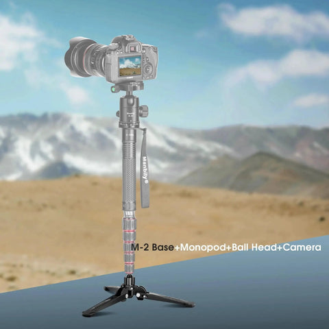 Mini Tripod Base for Monopods with Three Eighths Inch Screw Desktop Stand with Three Feet Monopod Support, camera setup