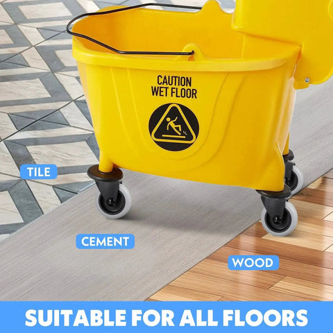 Four Piece Mop Bucket Wheel Replacement Set Non Marking TPR Casters For Models 7570 L2 7571 7580 7581 7582 7583 And WaveBrake mop bucket