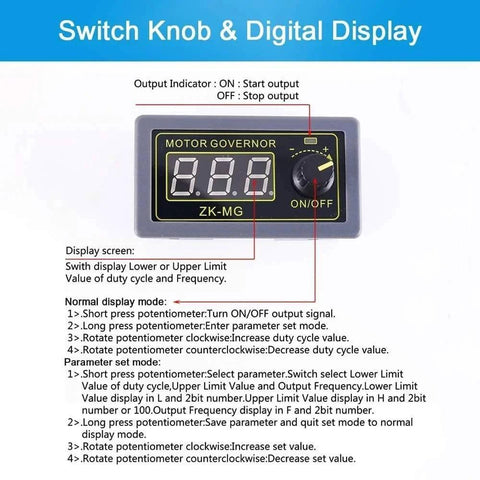Motor Driver, PEMENOL DC 5V-24V 5A 150W Motor Speed Controller Adjustable Speed Regulator knob and digital display