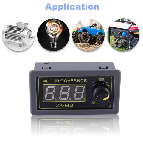 Motor Driver, PEMENOL DC 5V-24V 5A 150W Motor Speed Controller with variable knob, front view with application icons