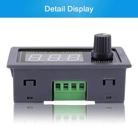Front view of Motor Driver, PEMENOL DC 5V-24V 5A 150W Motor Speed Controller with variable knob and digital display.