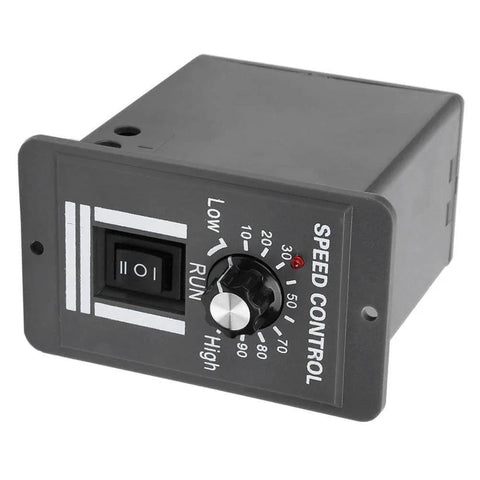DC12V-60V/20A Motor Speed Controller showing speed dial and on/off switch, suitable for DC brush motor control