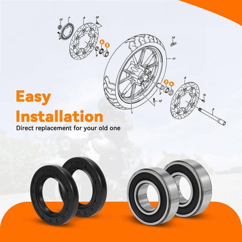 Race-Ready Front Wheel Bearing And Seal Kit For BMW R Nine T 2013 2016 And Suzuki DL1000 GSF1250 GSX-R1000 SV1000 1996 2018 ABS Compatible For Riders Now with installation diagram.