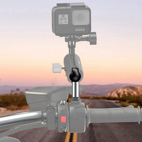 1 Inch TPU Ball Mount With M10 1.5 Millimeter Threaded Post for RAM Mounts on motorcycle handle with camera attached